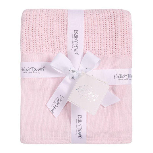 Pink Heavy Knit Cellular Blanket