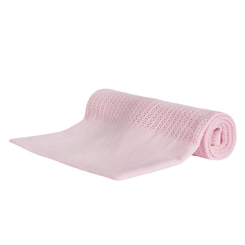 Pink Heavy Knit Cellular Blanket