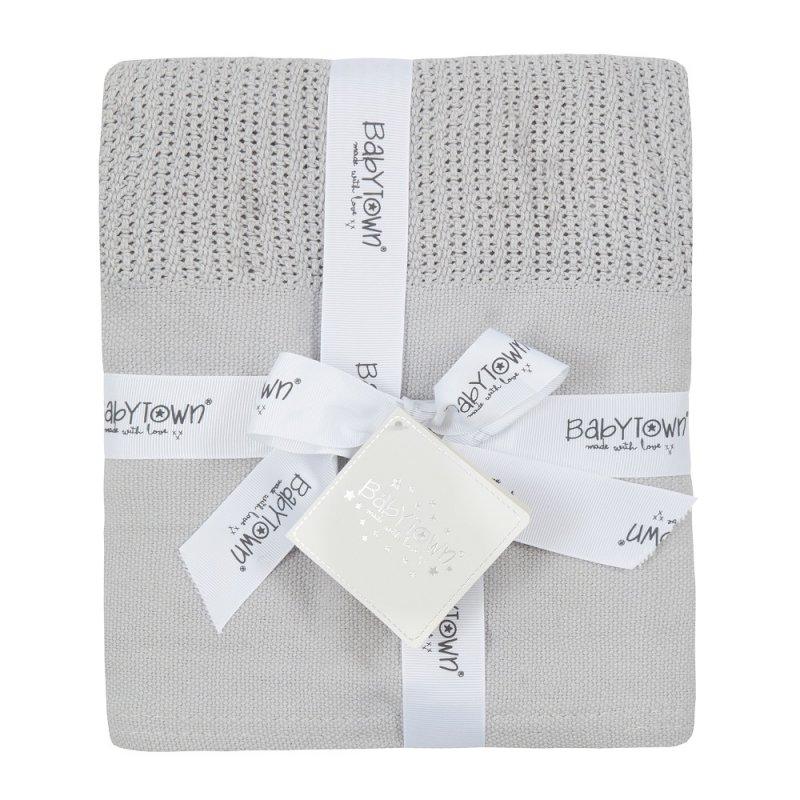 Grey Heavy Knit Cellular Blanket
