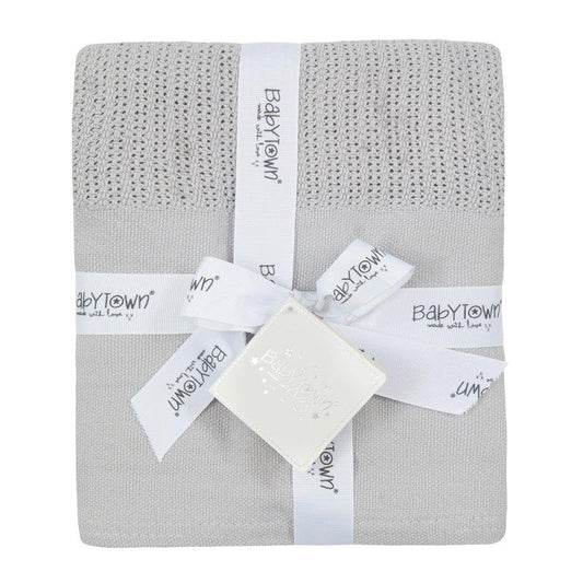 Grey Heavy Knit Cellular Blanket