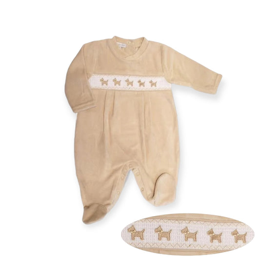 Taupe Dog Babygrow