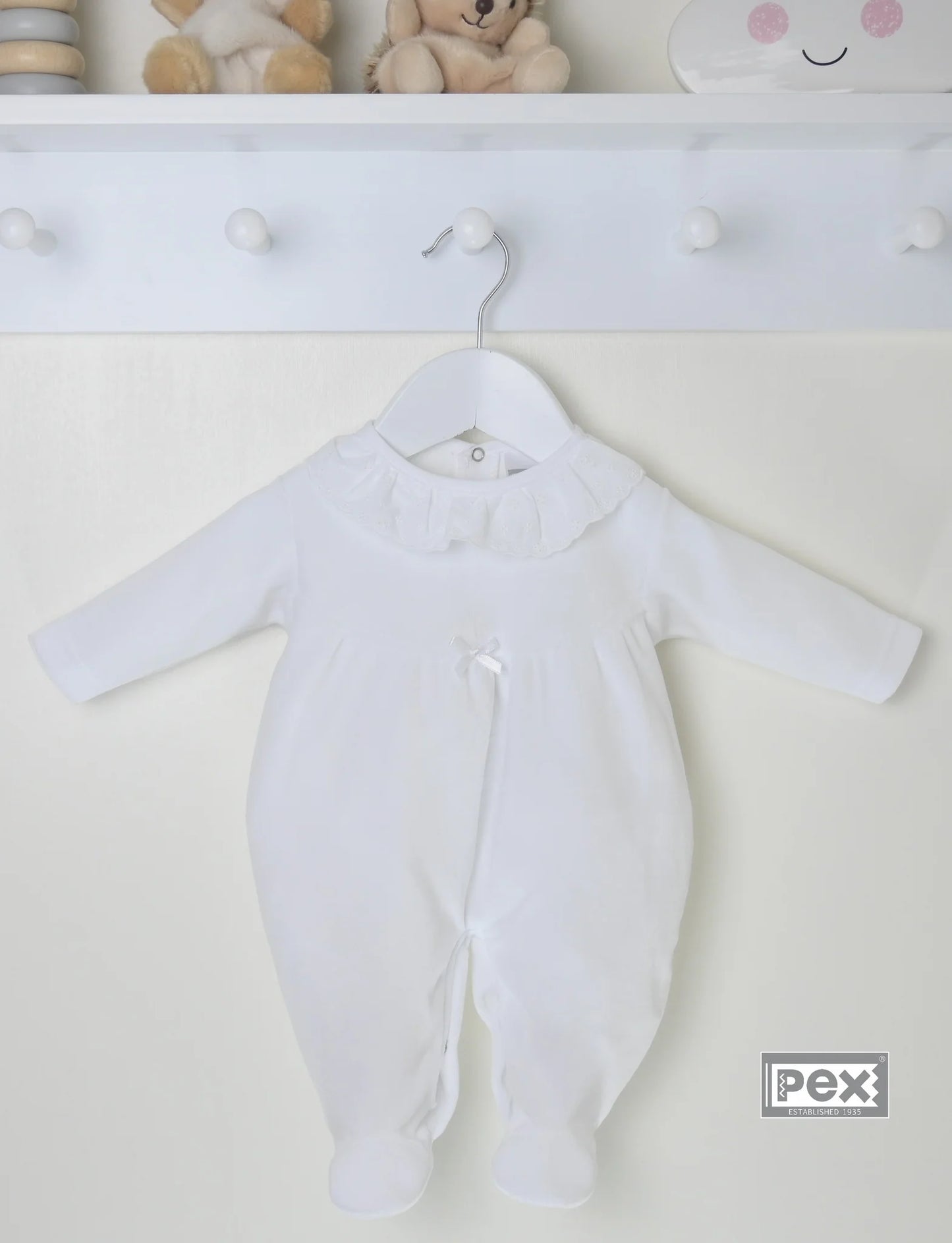 White Broderie Babygrow