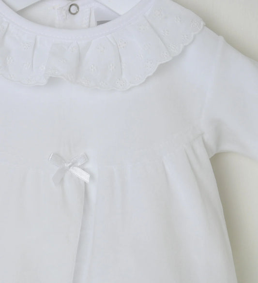 White Broderie Babygrow