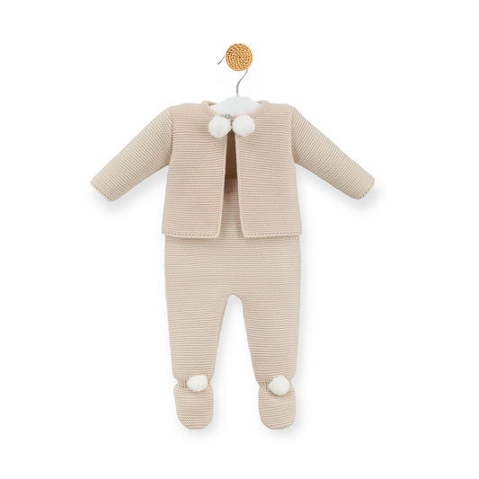 Taupe Pom Knitted Outfit