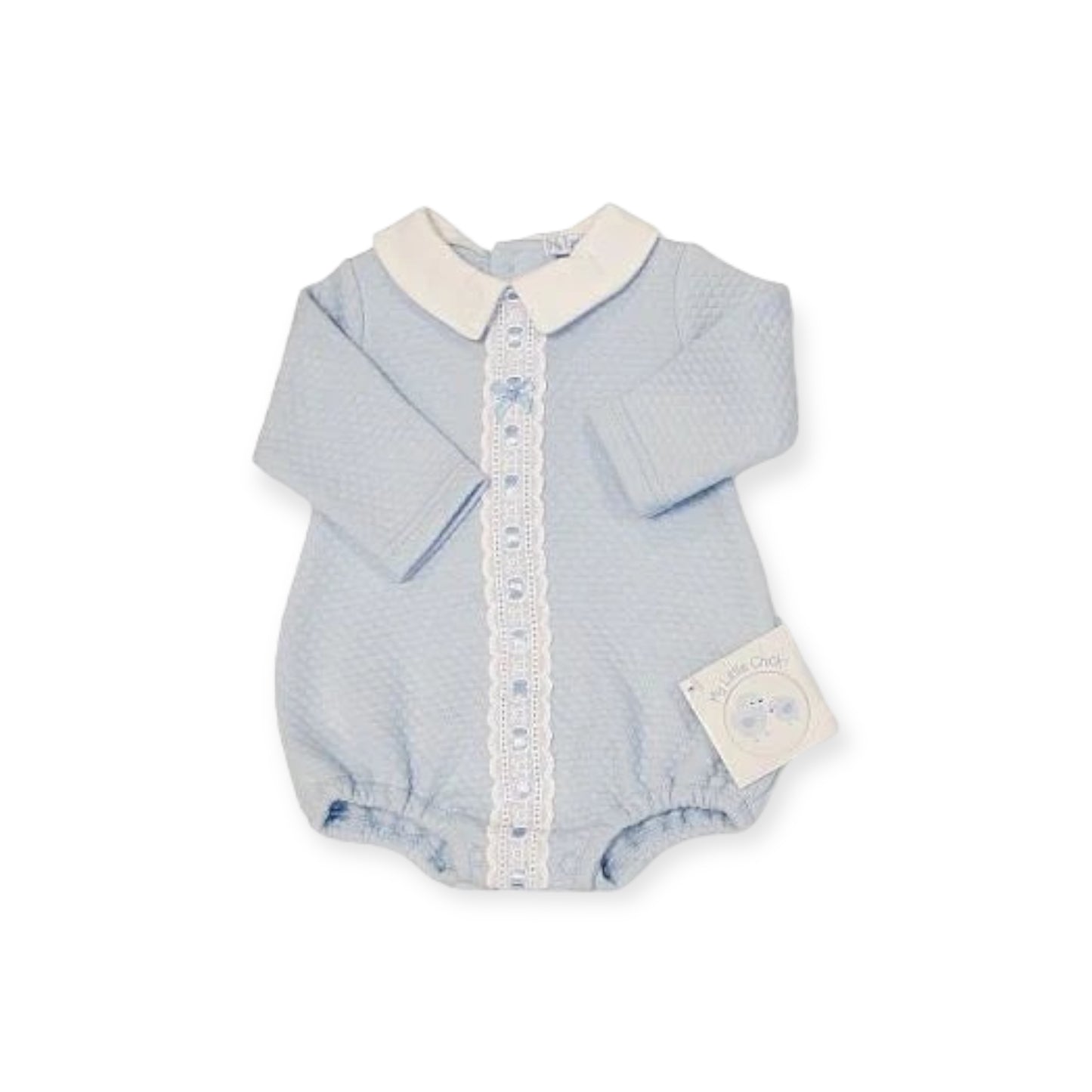 Blue Bow & Lace Romper