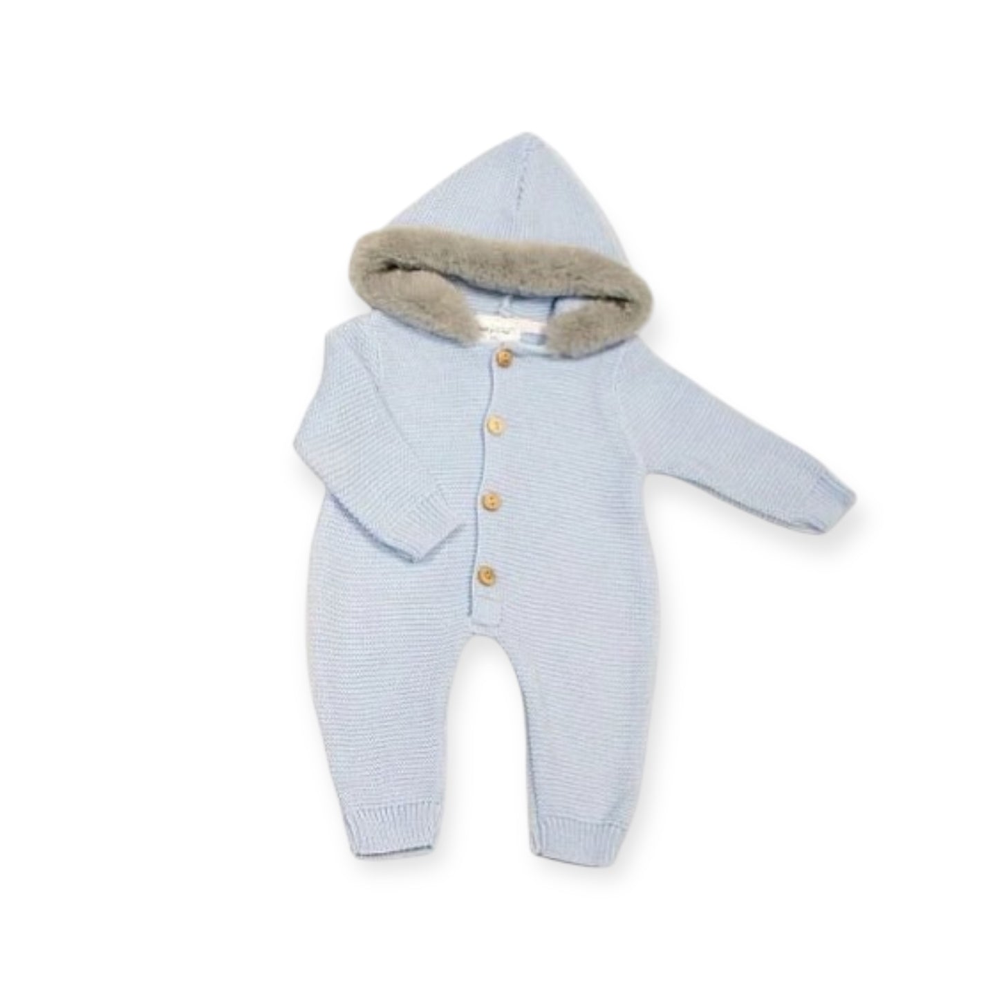 Blue Knitted Fur Hood All in One