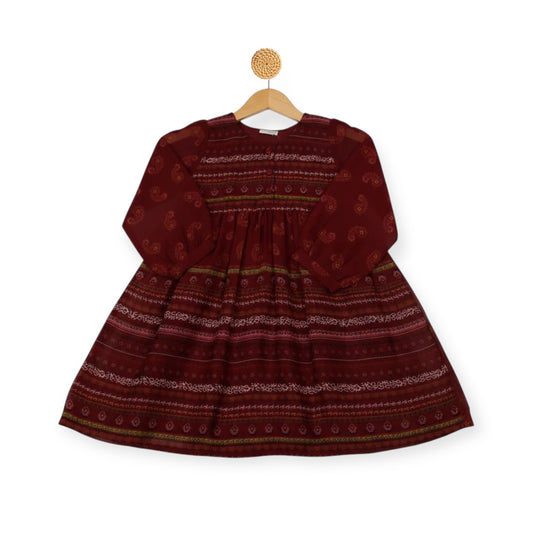 Burgendy Patterned Dress