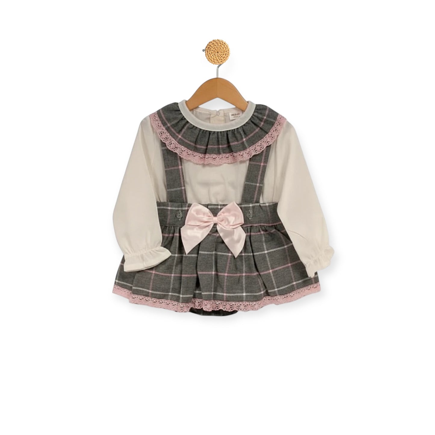 Grey Checked Pinafore Dress