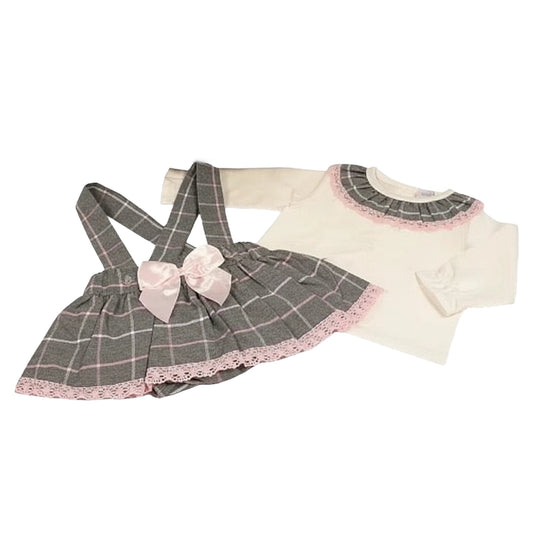 Grey Checked Pinafore Dress