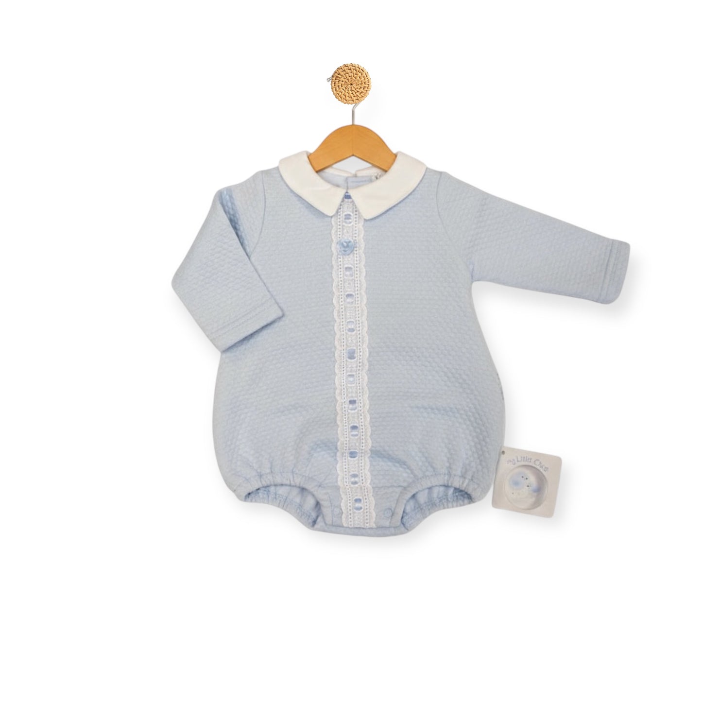 Blue Bow & Lace Romper