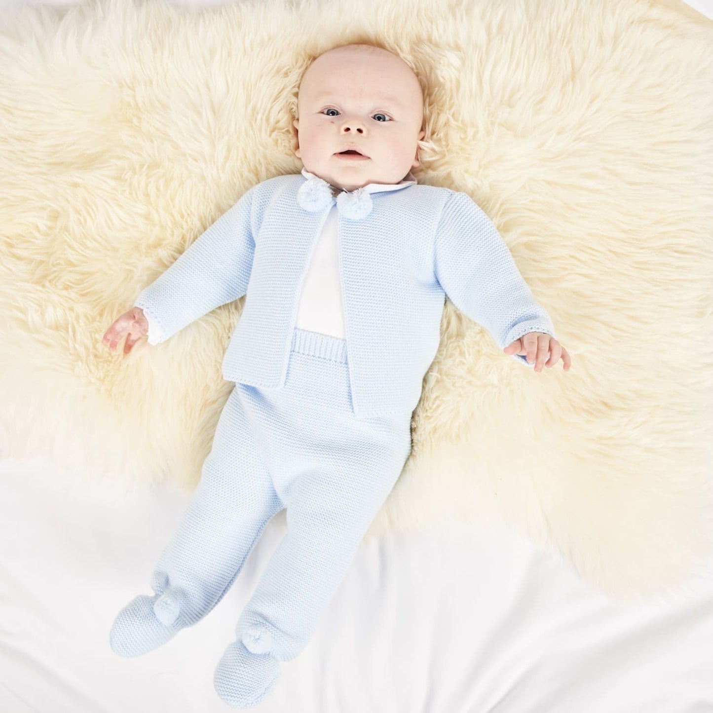 Blue Pom Knitted Outfit