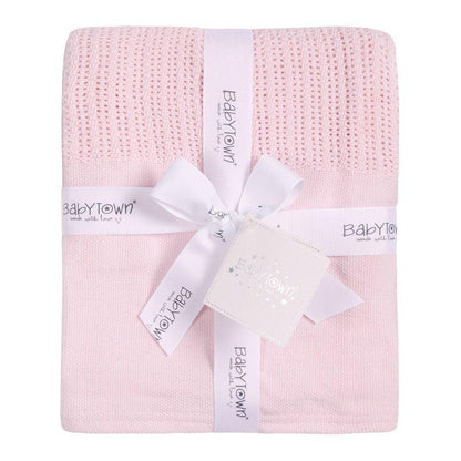 Pink Heavy Knit Cellular Blanket