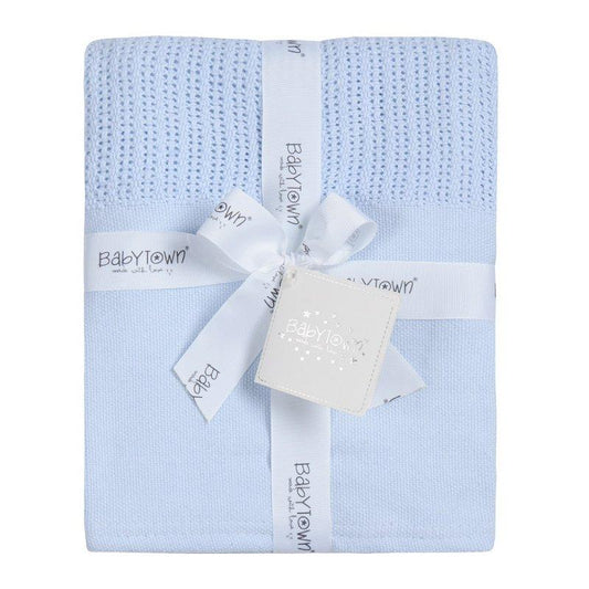 Blue Heavy Knit Cellular Blanket