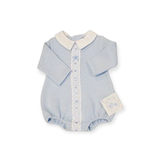 Blue Bow & Lace Romper