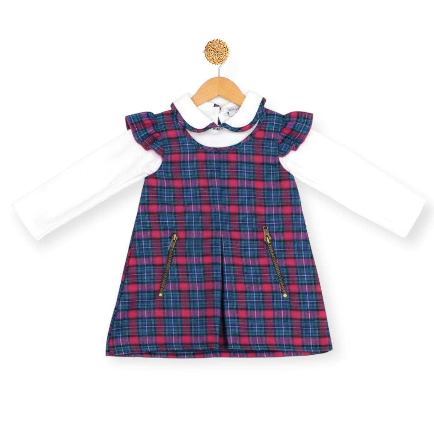 Blue Checkered Pinafore Dress