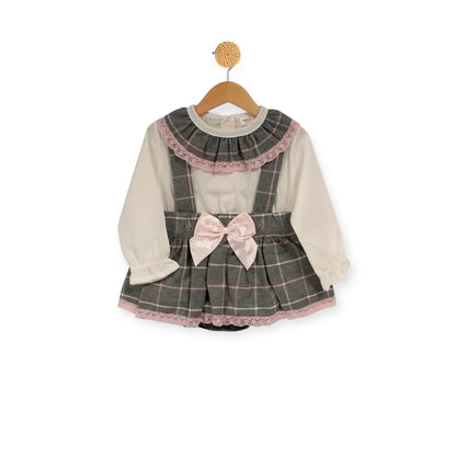 Grey Checked Pinafore Dress