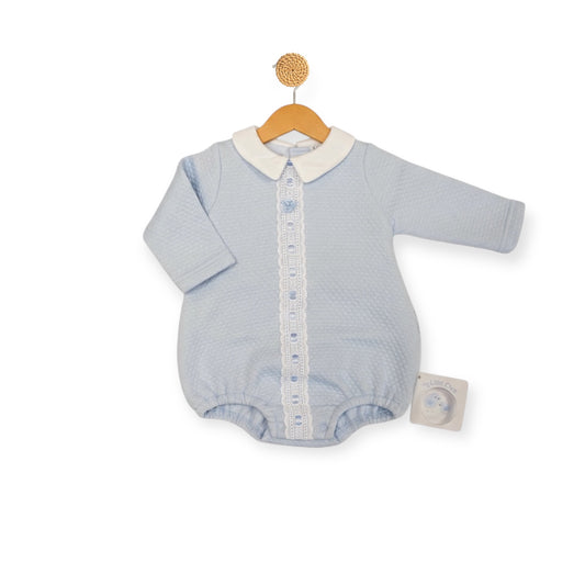 Blue Bow & Lace Romper