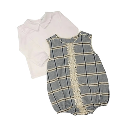 Grey Checkered Romper & Top