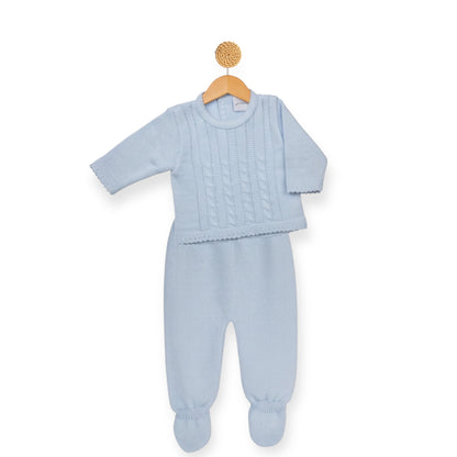 Blue Cable Knitted Outfit