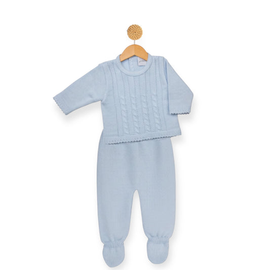 Blue Cable Knitted Outfit