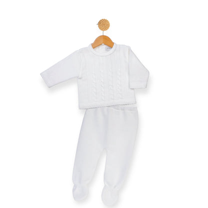 White Cable Knitted Outfit