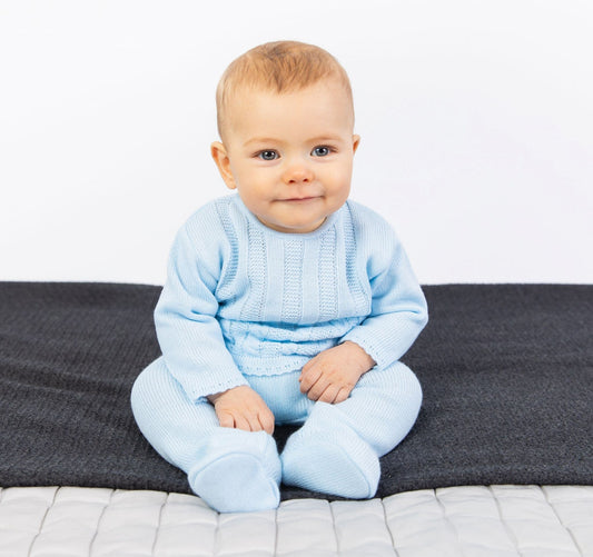 Blue Cable Knitted Outfit