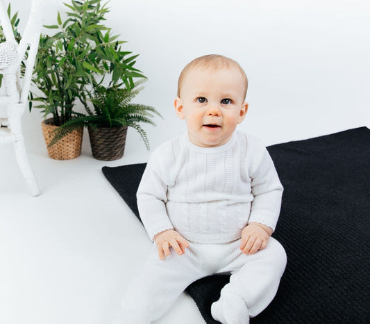 White Cable Knitted Outfit