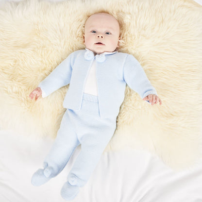 Blue Pom Knitted Outfit
